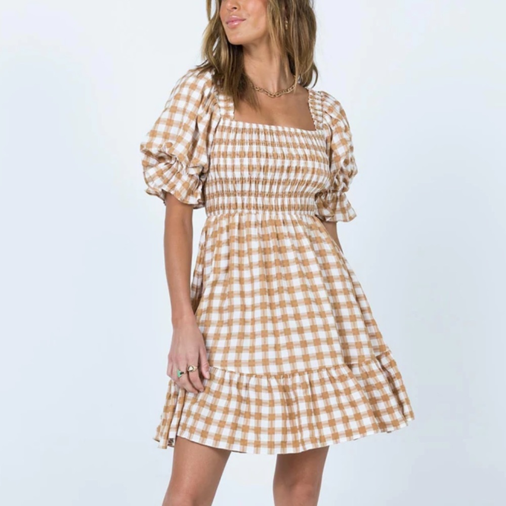 Princess Polly brown checked mini dress